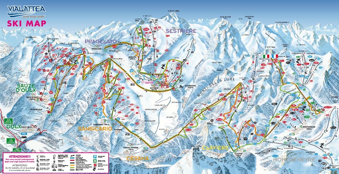 Cesana ski map
