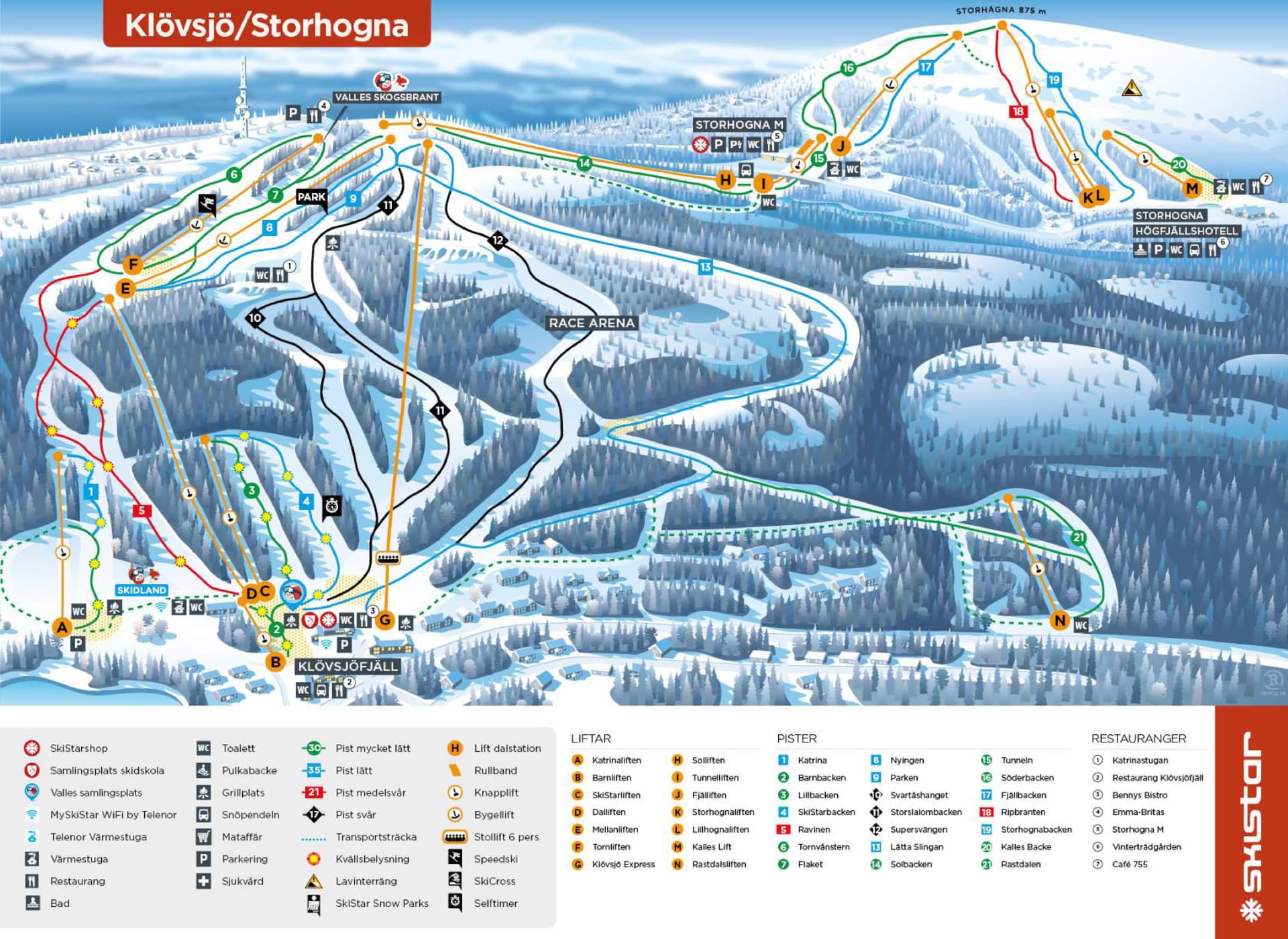 Klovsjo ski map